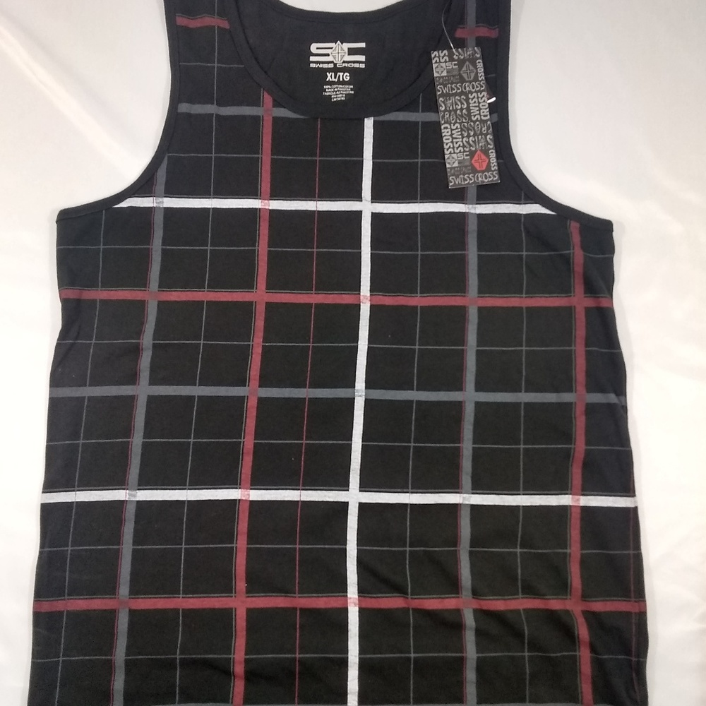 SWISS CROSS MENS XL TANK TOP RED BLACK WHITE CROSS